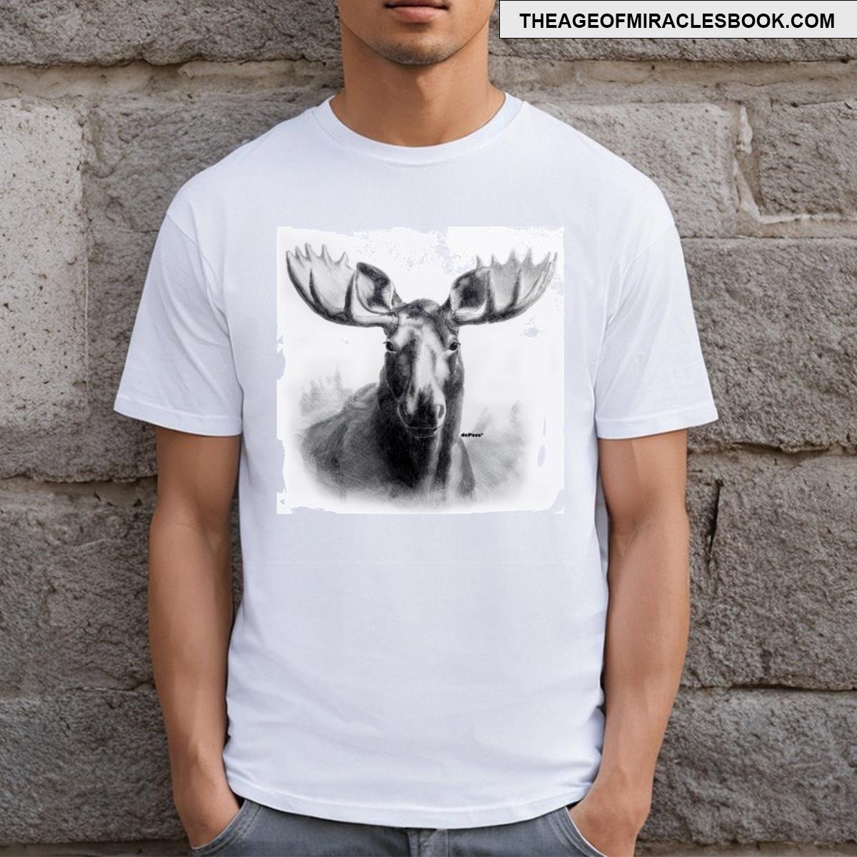 Moose In Line Drawing Form Depace’ T-shirt