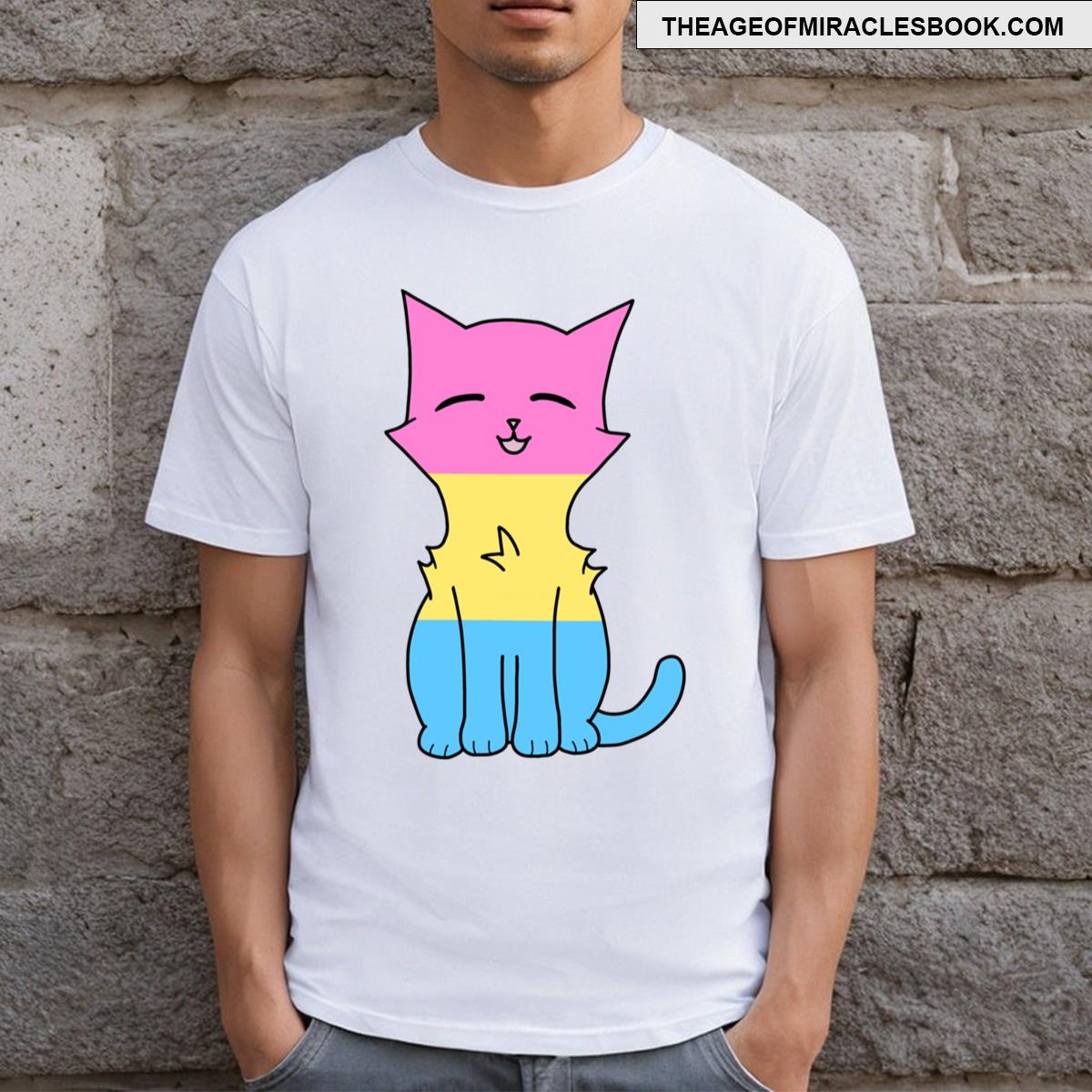 Pastel Pan Pride Cat T-shirt