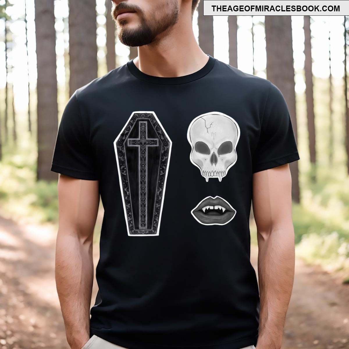 Vampire Coffin Skull And Fangs T-shirt