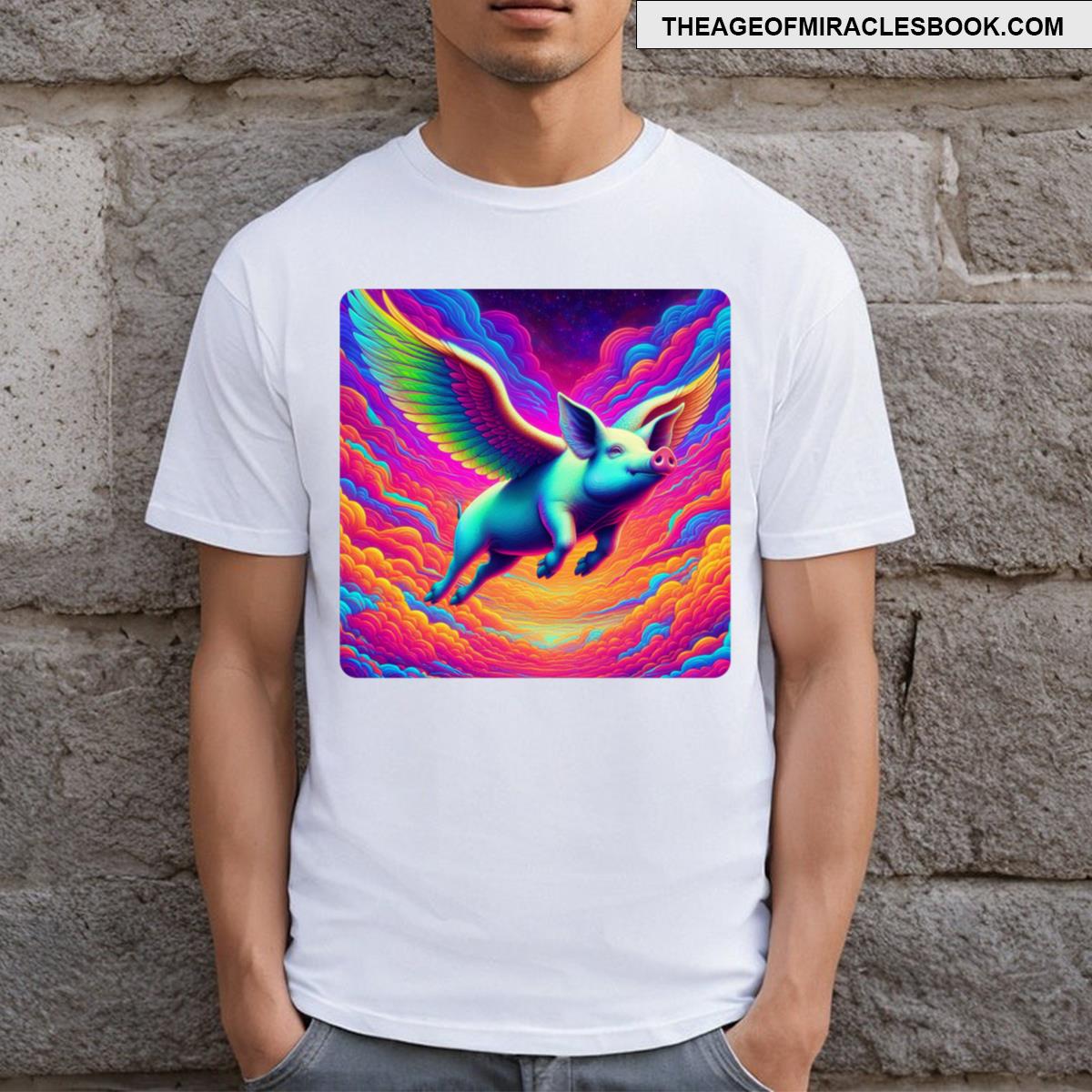 When Pigs Fly Flying Pig Over A Psychedelic Sky T-shirt