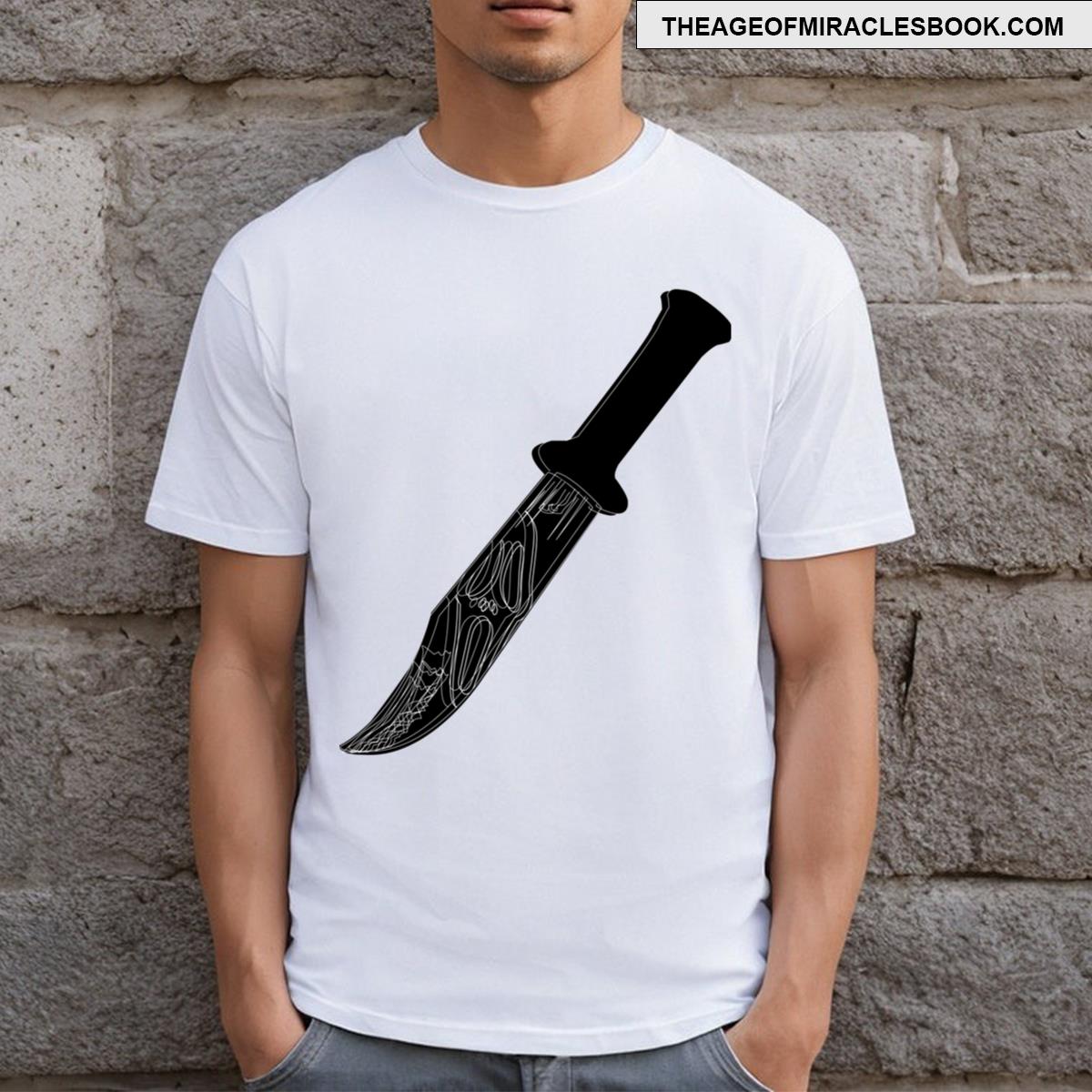 Ghost Face Scream Knife Sticker T-shirt