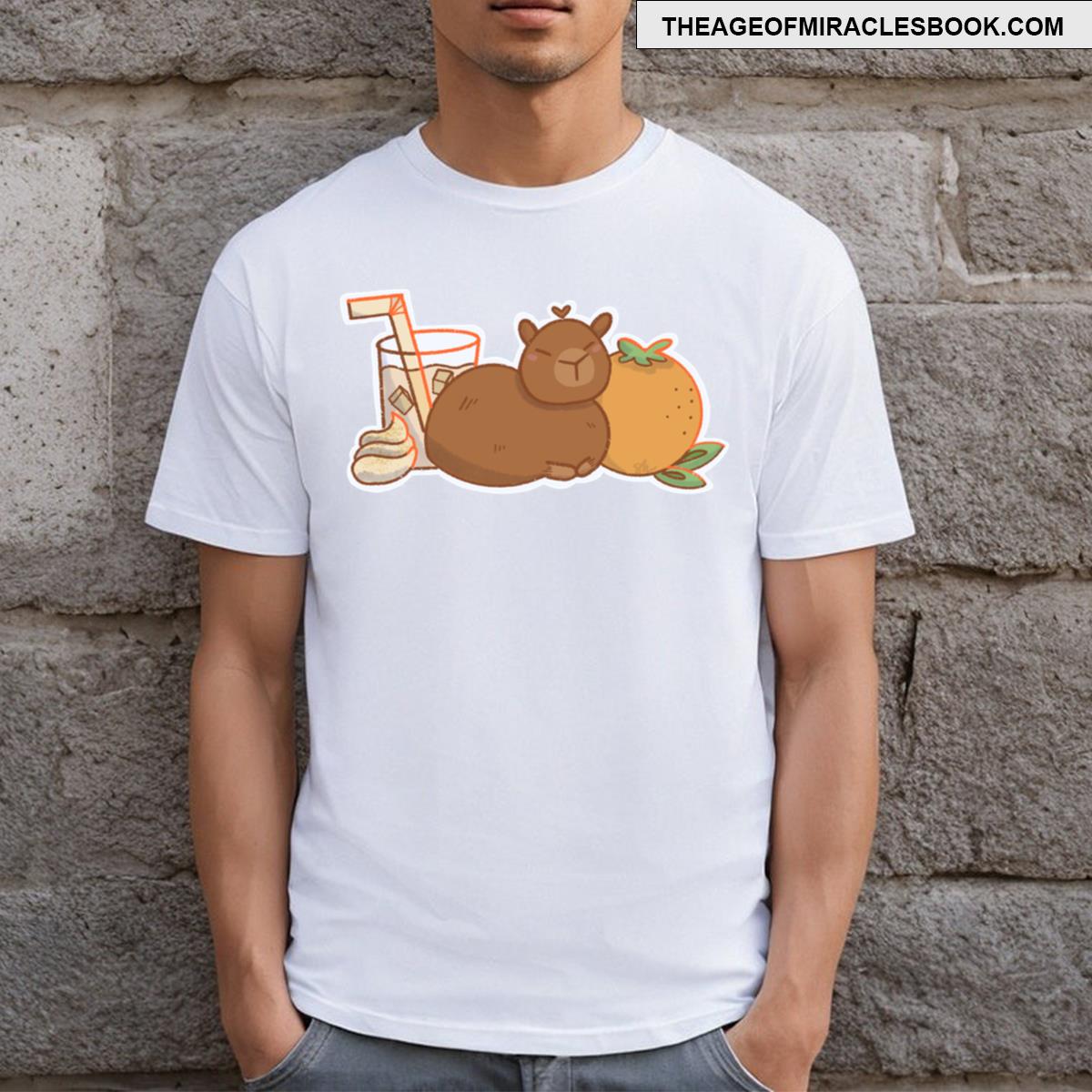 Cute Capybara Orange Design T-shirt