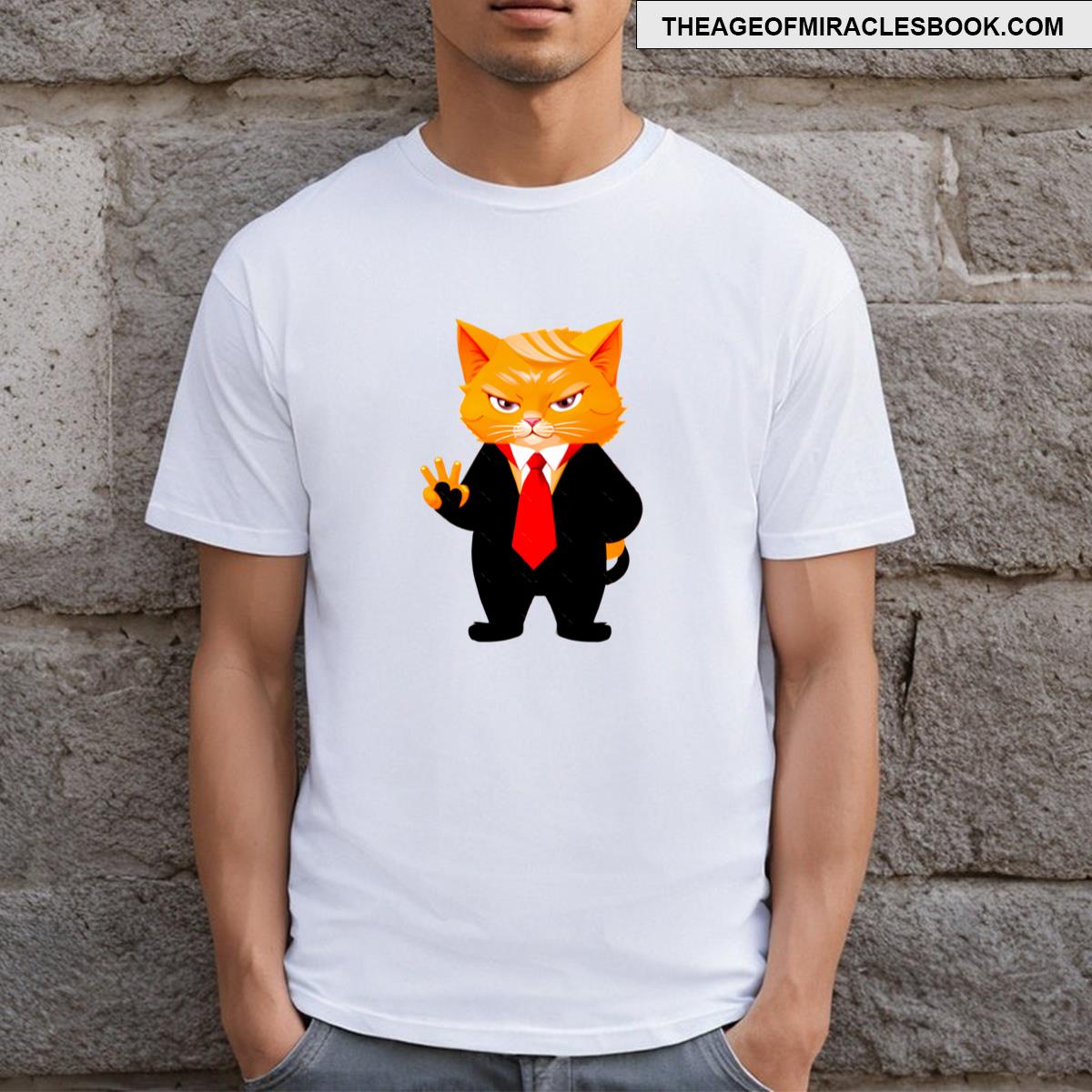 Elegant Ginger Cat In A Suit T-shirt