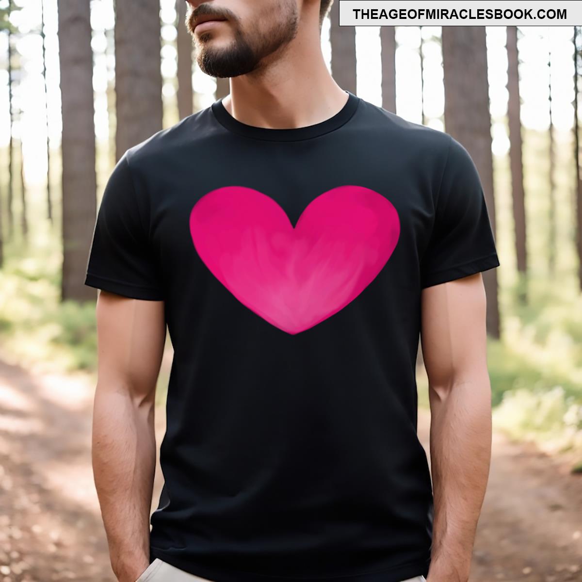 Soft Pink Serenity Heart Black Background T-shirt