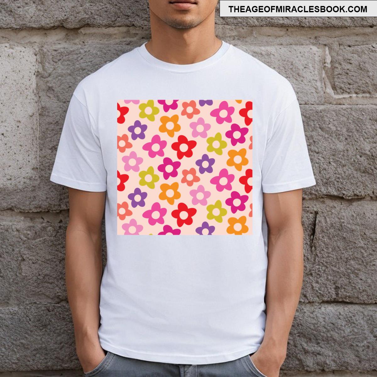 Groovy Rainbow Floral Pattern T-shirt