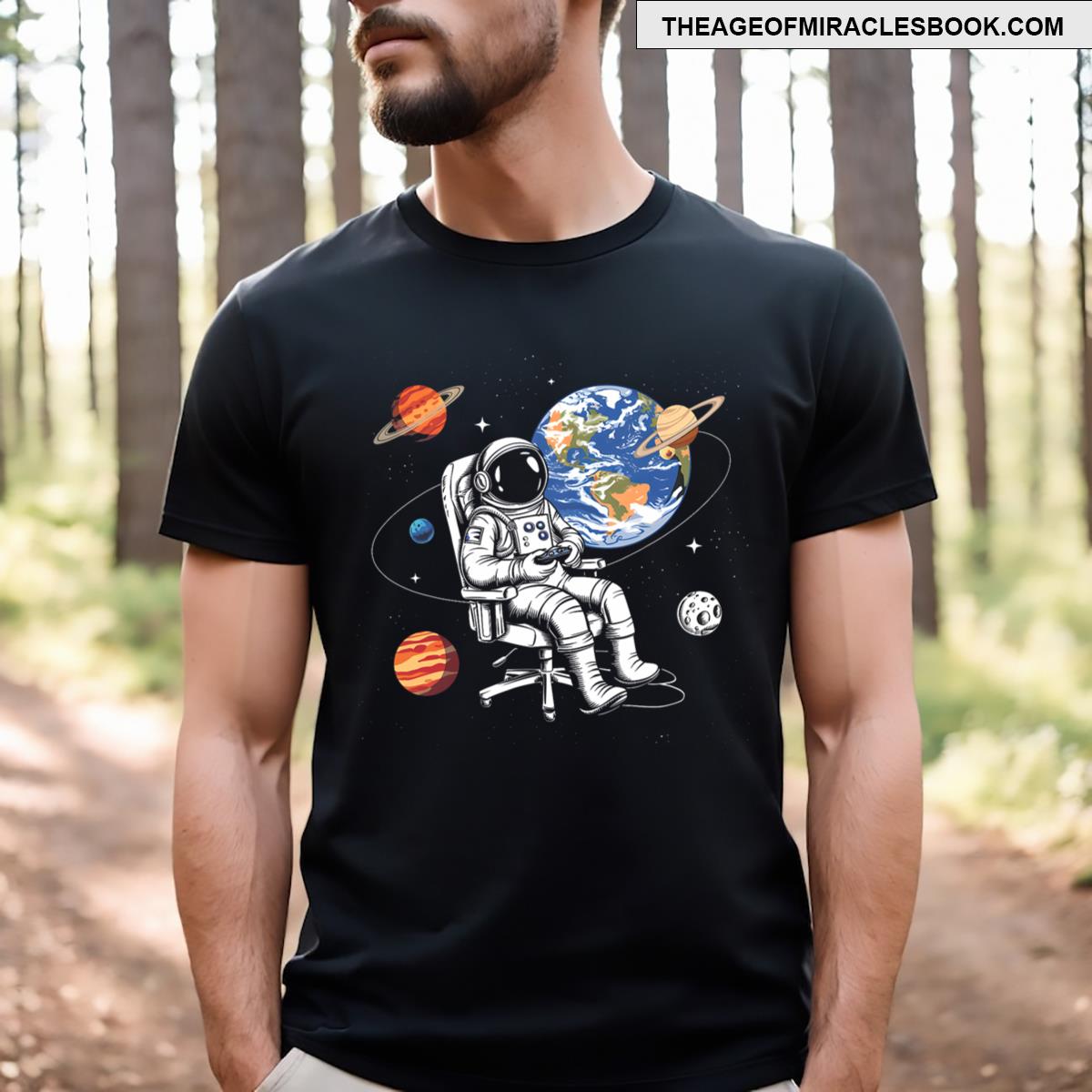 Astronaut Gamer Space Gaming System Planets T-shirt