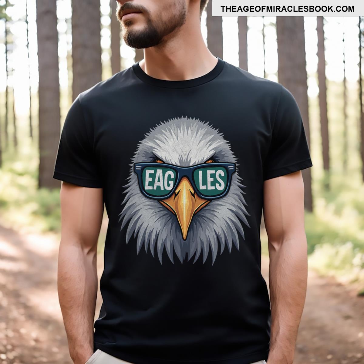 Cool Face Eagles With Sunglasses Graphic Eagles Flying Bird T-shirt