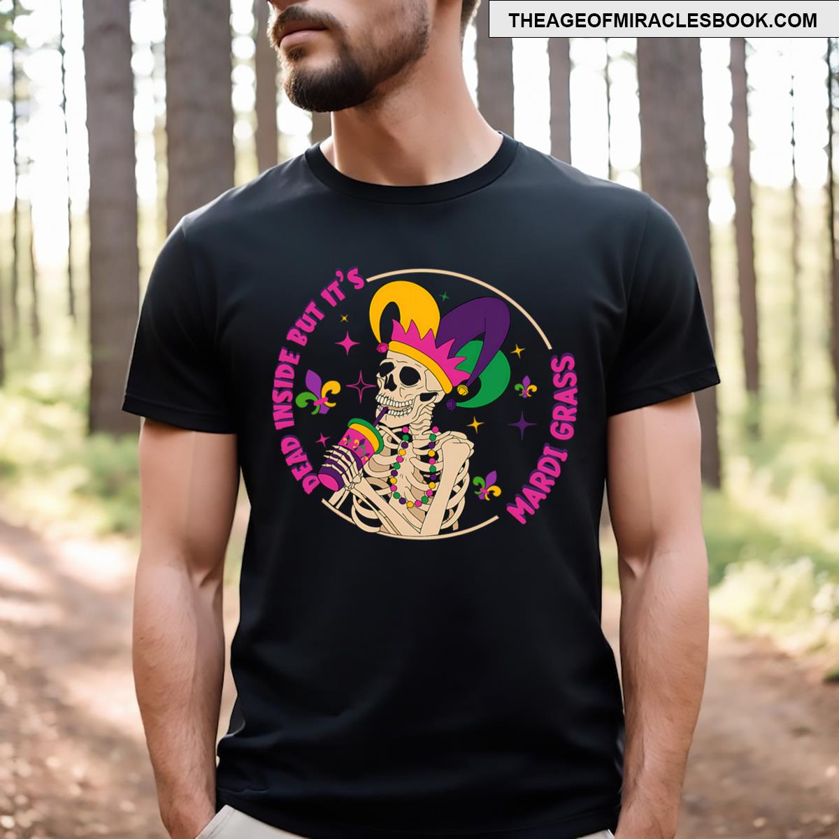 Dead Inside But It’s Mardi Grass Funny Skeleton Coffee T-shirt