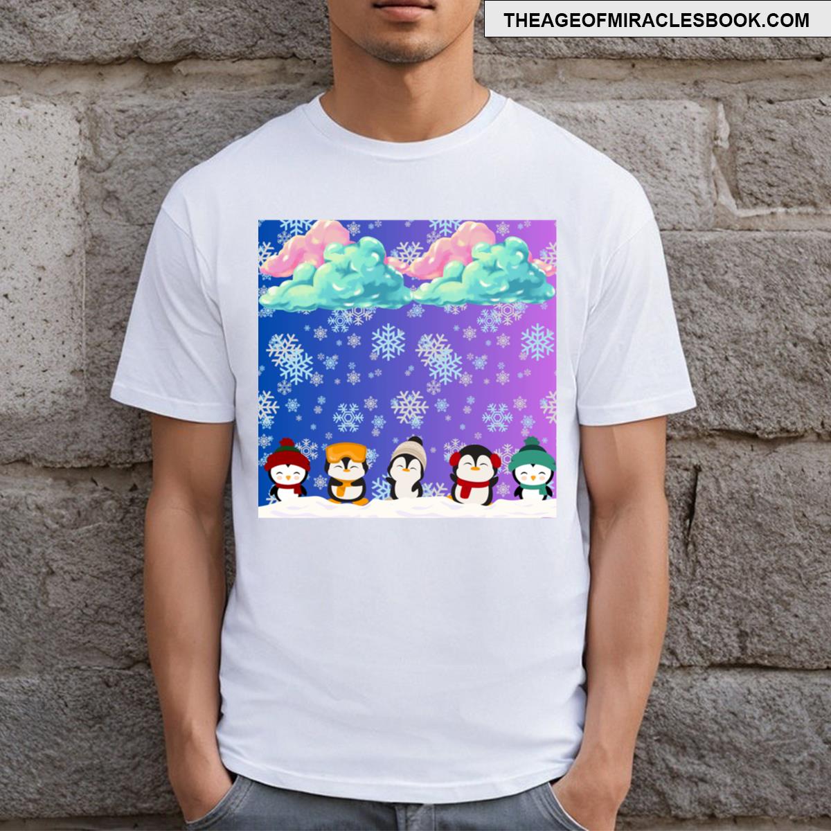 Penguins Playing In The Snow T-shirt