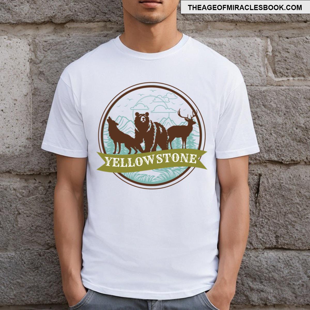 Yellowstone National State Park Doodle Sticker T-shirt