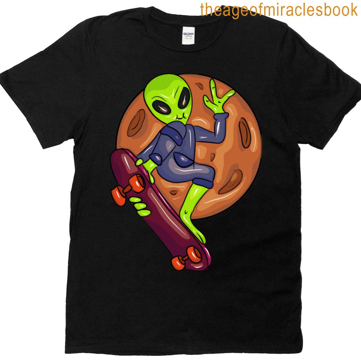 Cool Alien With Skateboard T-shirt