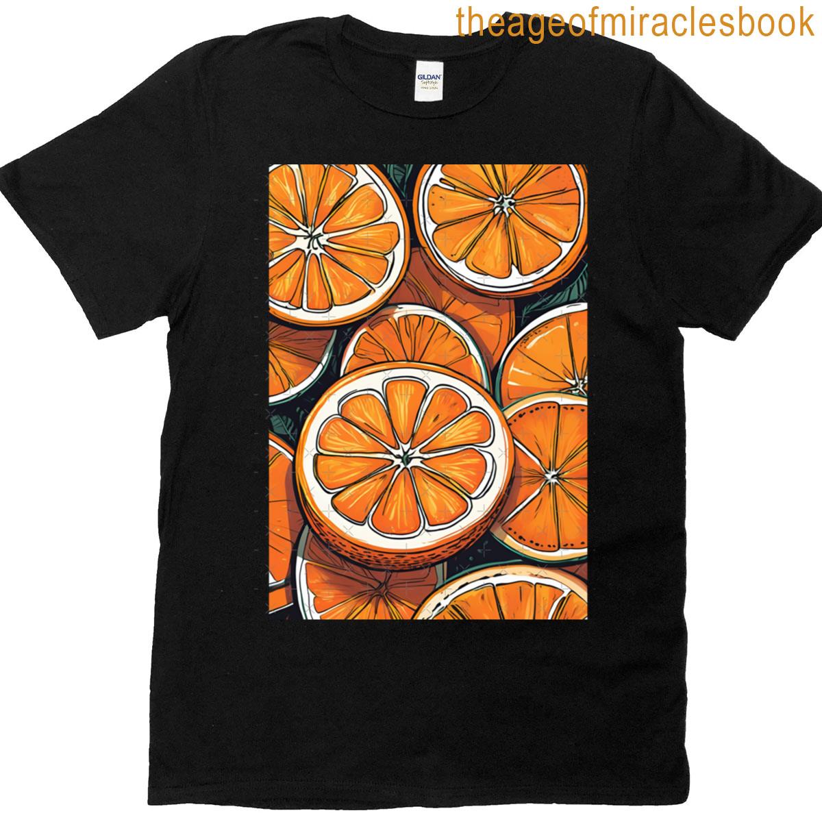 Orange Slices Citrus Fruit Pattern T-shirt