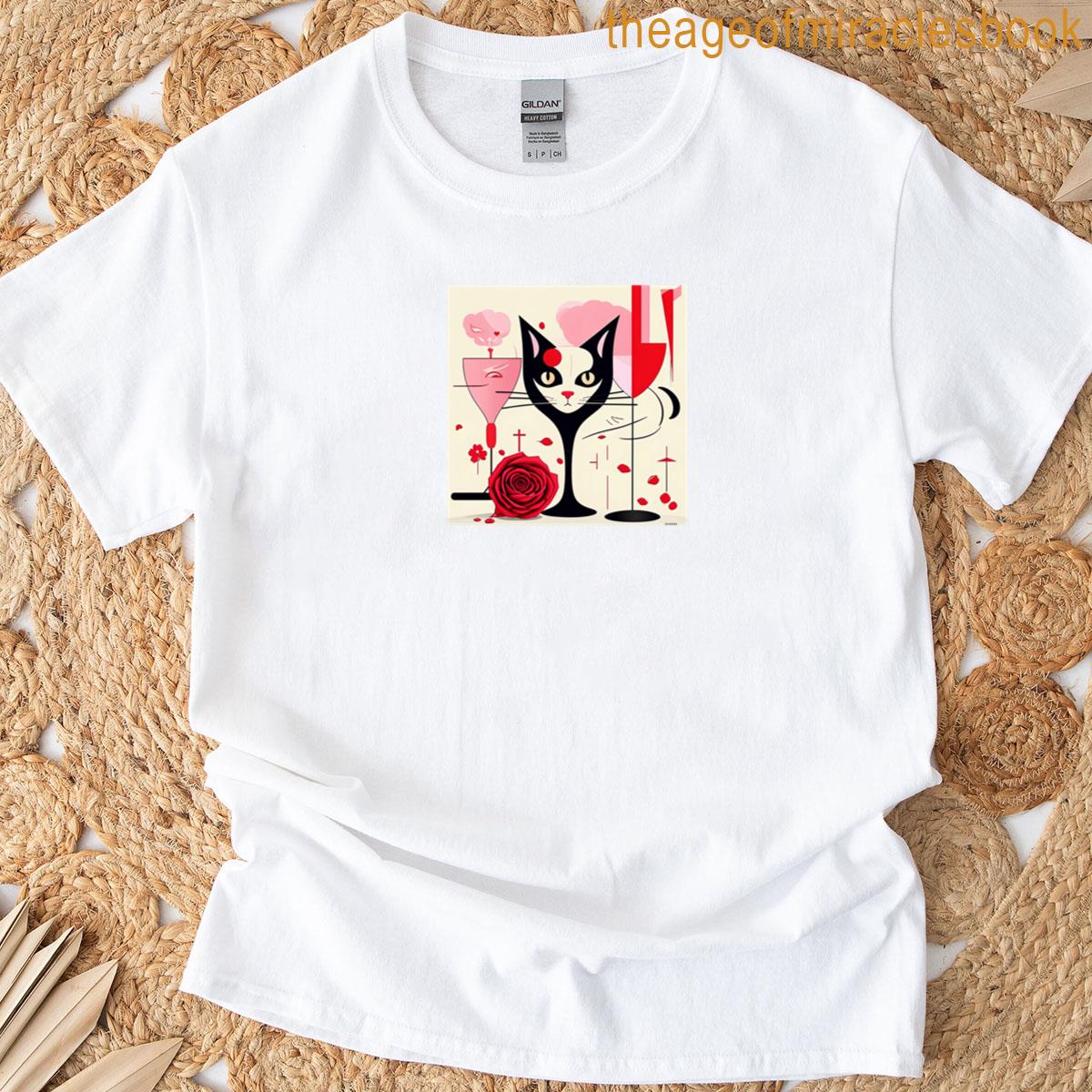 Cat Angel Among Roses T-shirt