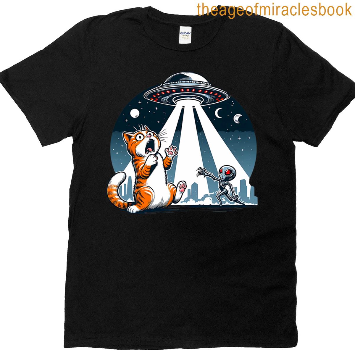 Orange Cat Ufo T-shirt