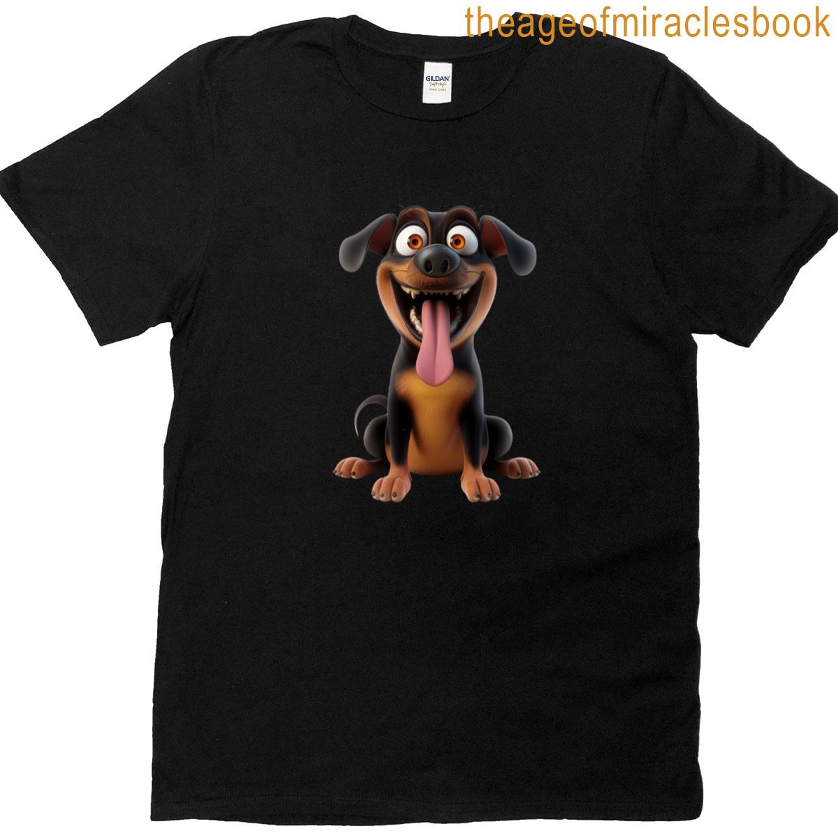Smiley Dog Green Background T-shirt