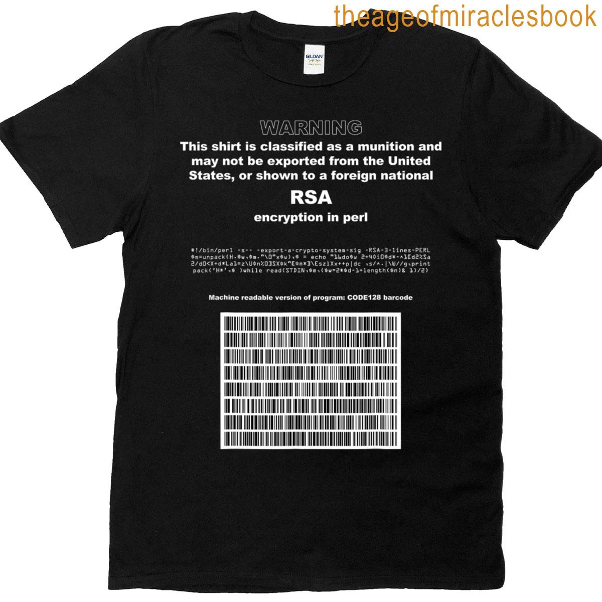 Adam Backs Perl Implementation Of Rsa Encryption In Bitcoin Cypherpunk Barcode T-shirt