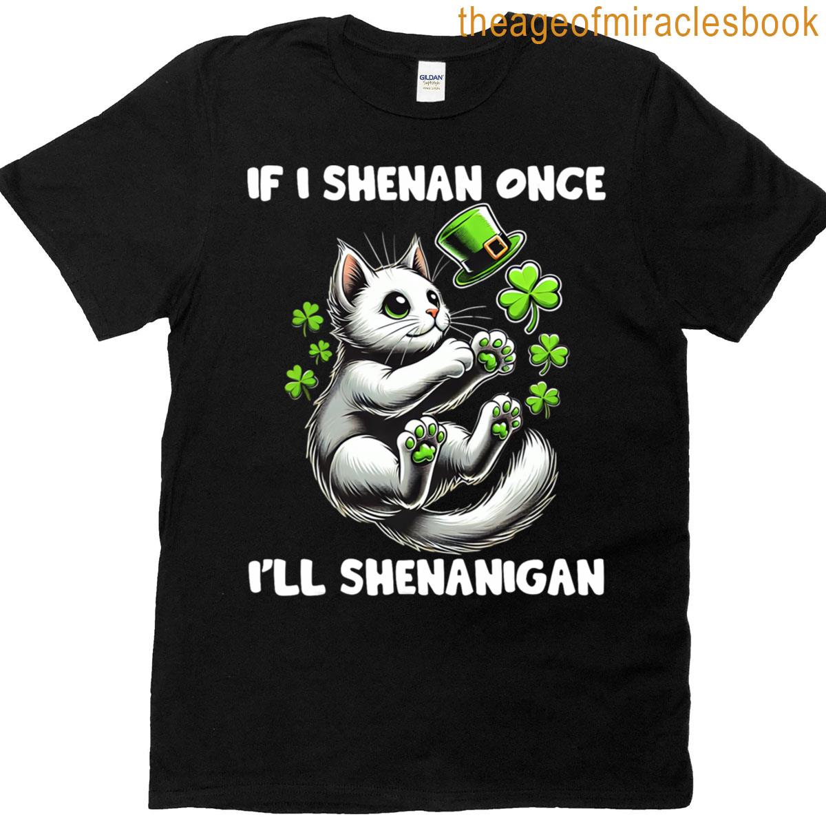 Shenanigans St Patricks Day Cute Cat Irish Fun T-shirt