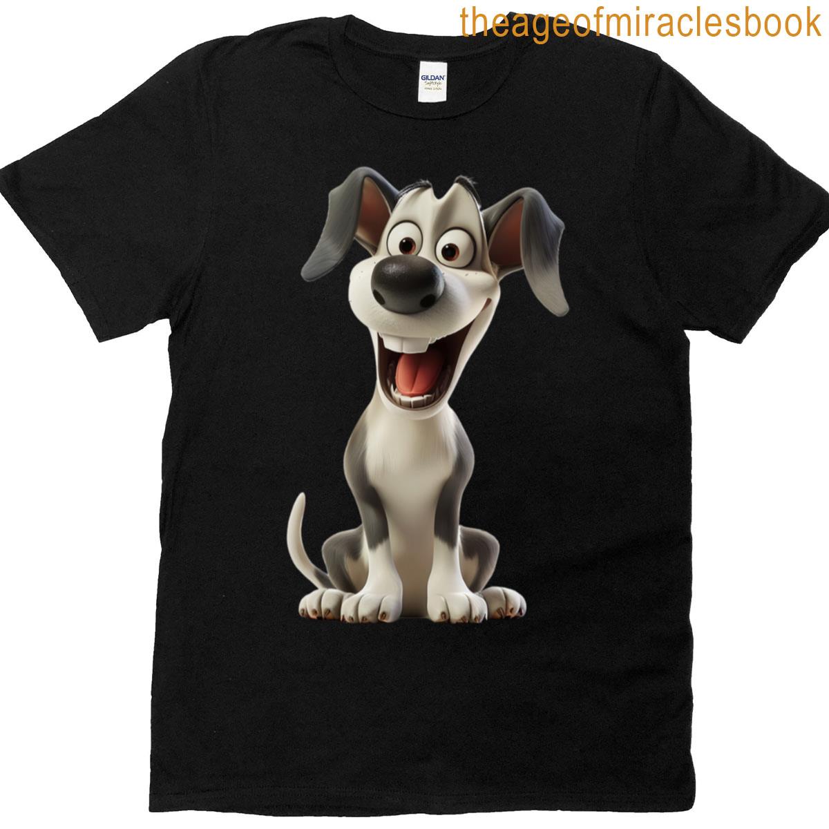 Smiley Dog Black Background T-shirt