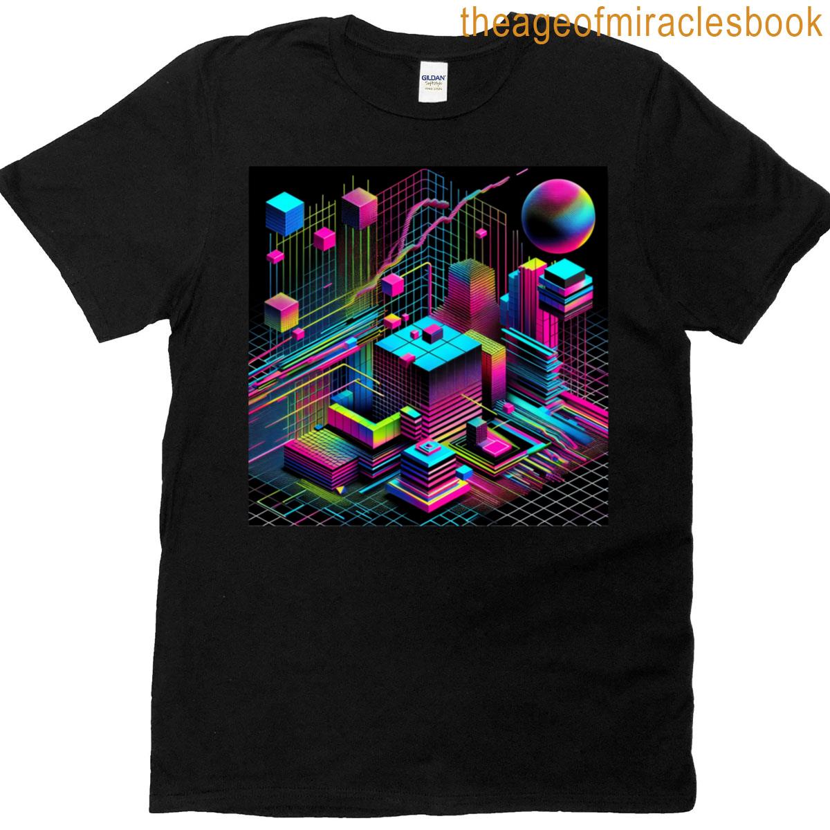 Cubist Grid Pattern Block Design Art T-shirt