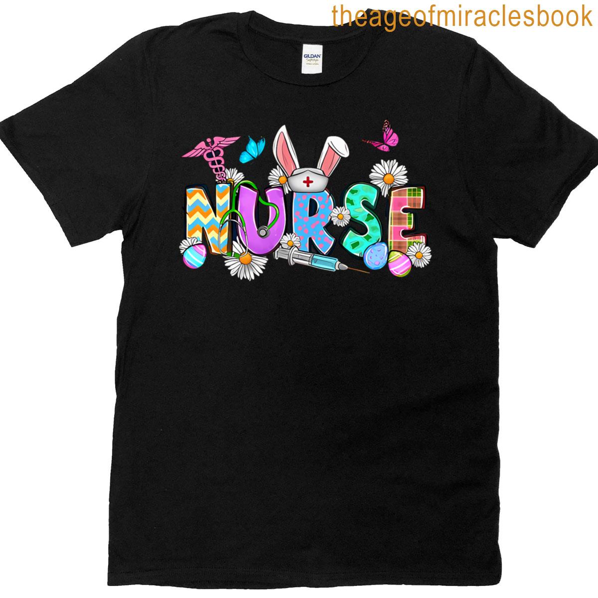 Nurse Bunny Ears Egg Stethoscope Cute Easter Scrub Rn T-shirt