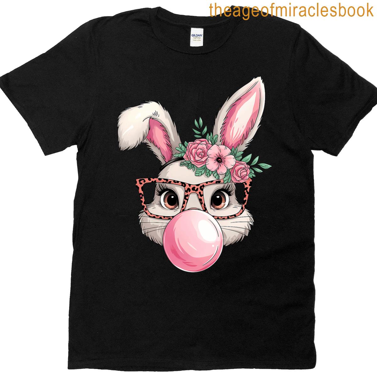 Rabbit Bunny Blowing Bubble Easter Day Cute Girls T-shirt