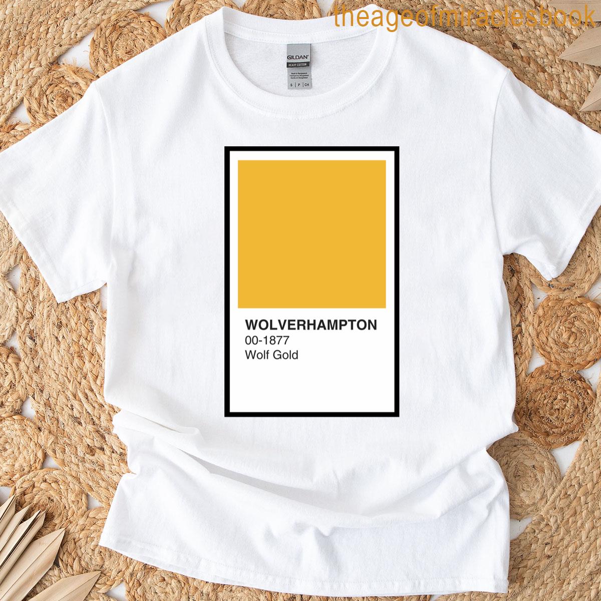 Wolverhampton Wolf Gold Colour Swatch Black Border T-shirt