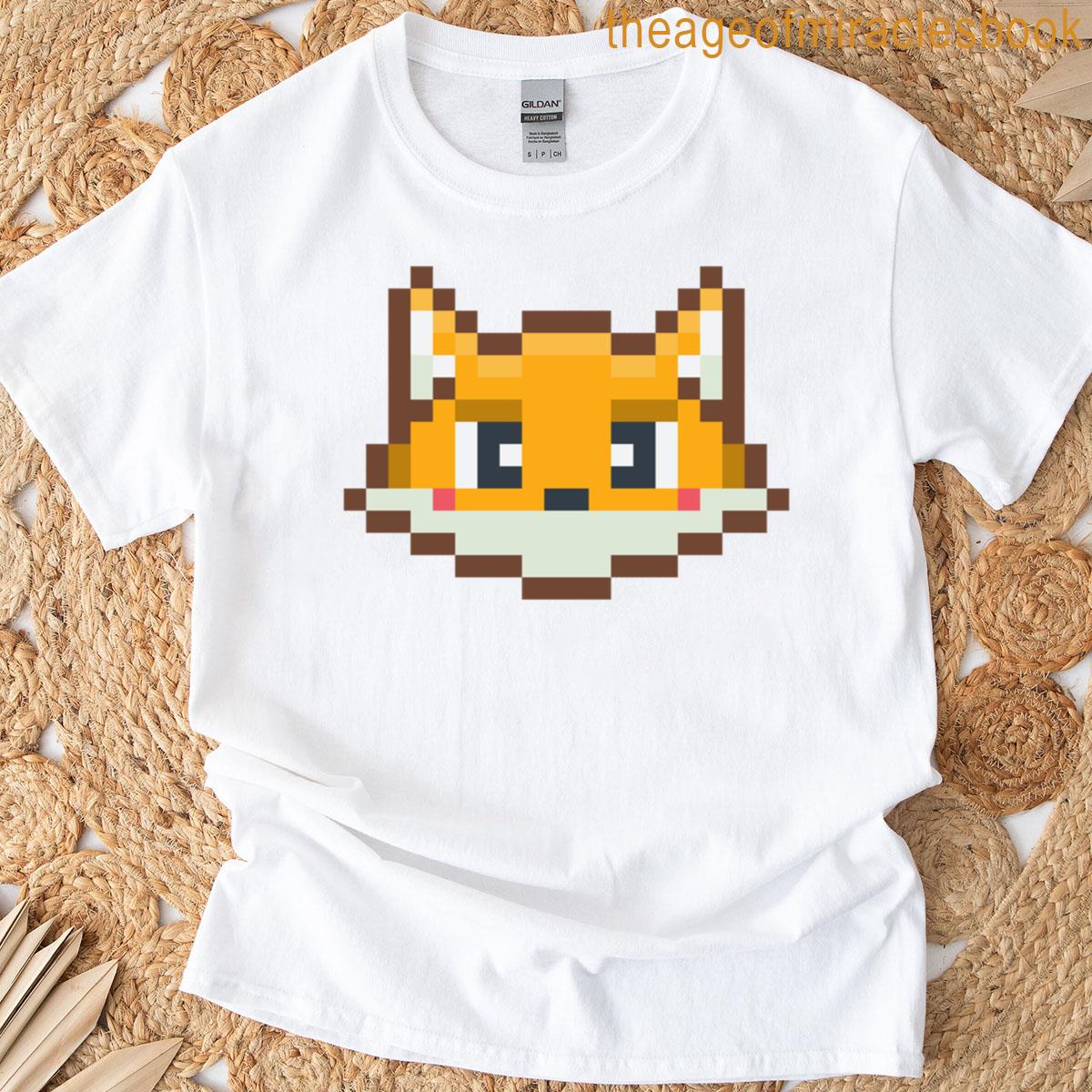 Orange Fox Retro Pixel Art T-shirt