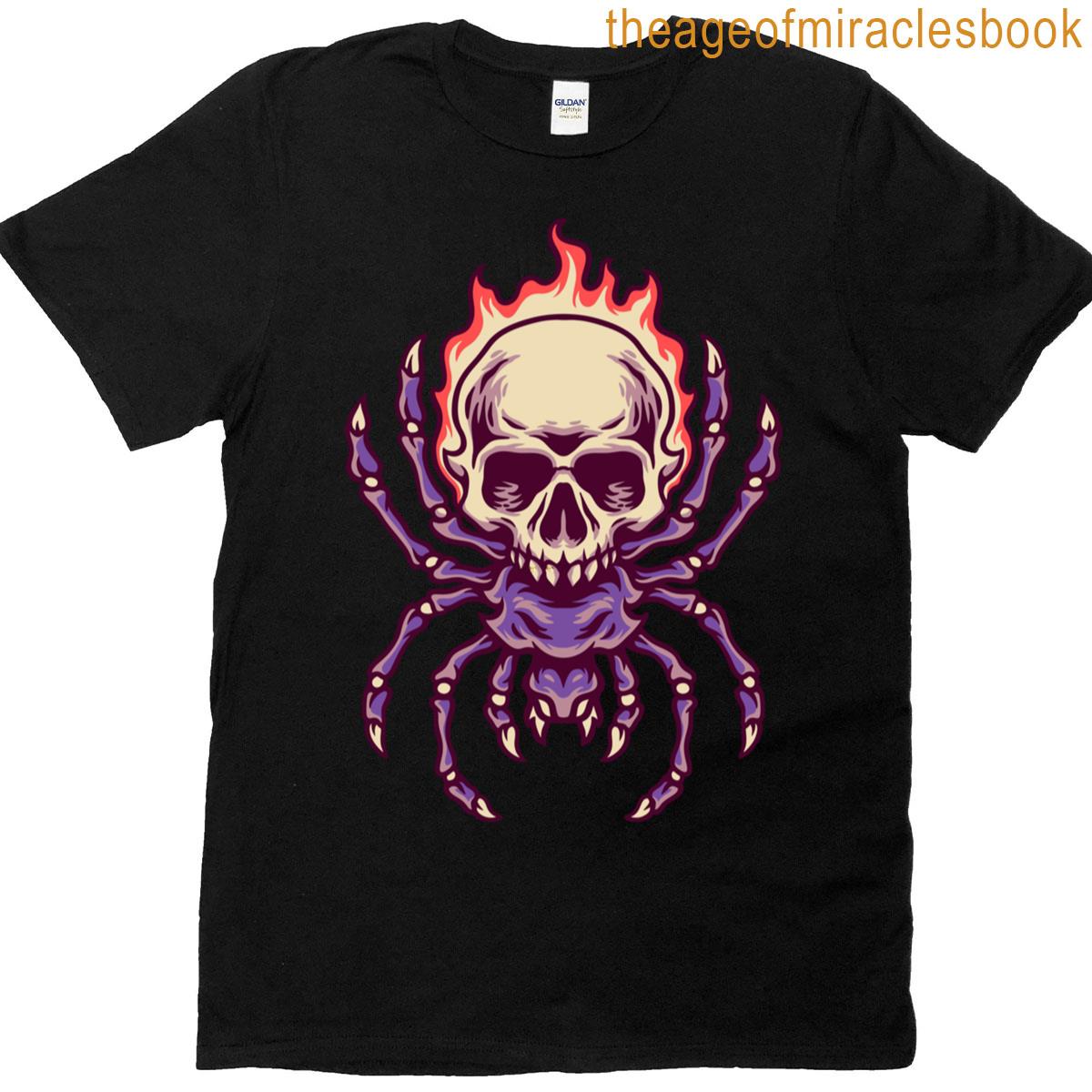 Skull With Fire And Purple Bones T-shirt