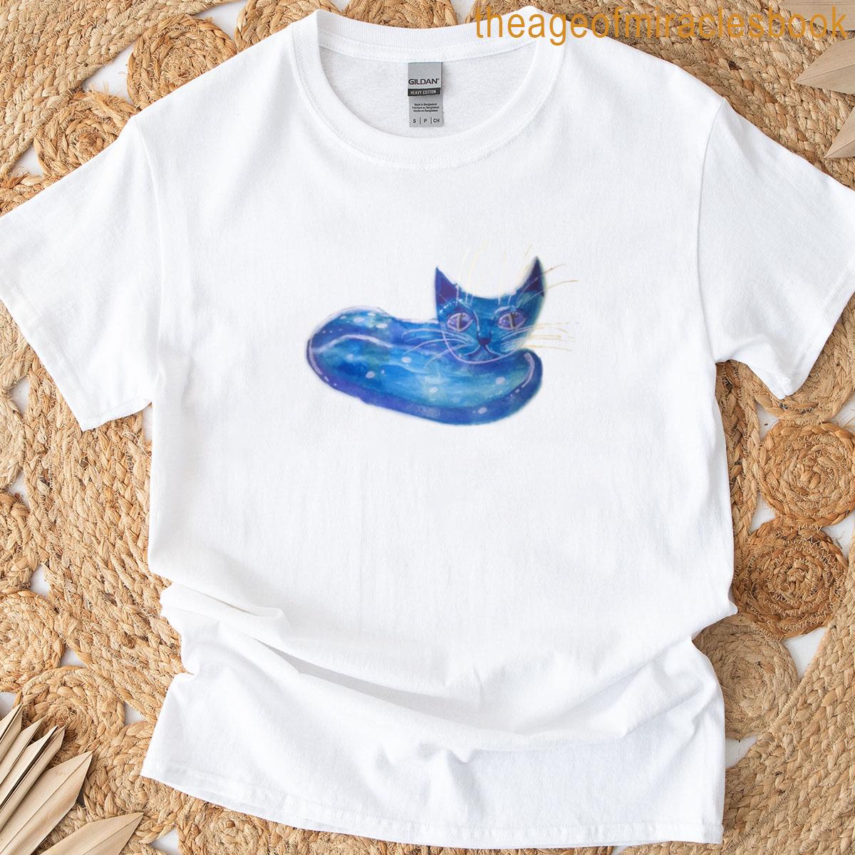 Blue Watercolour Water Cat T-shirt