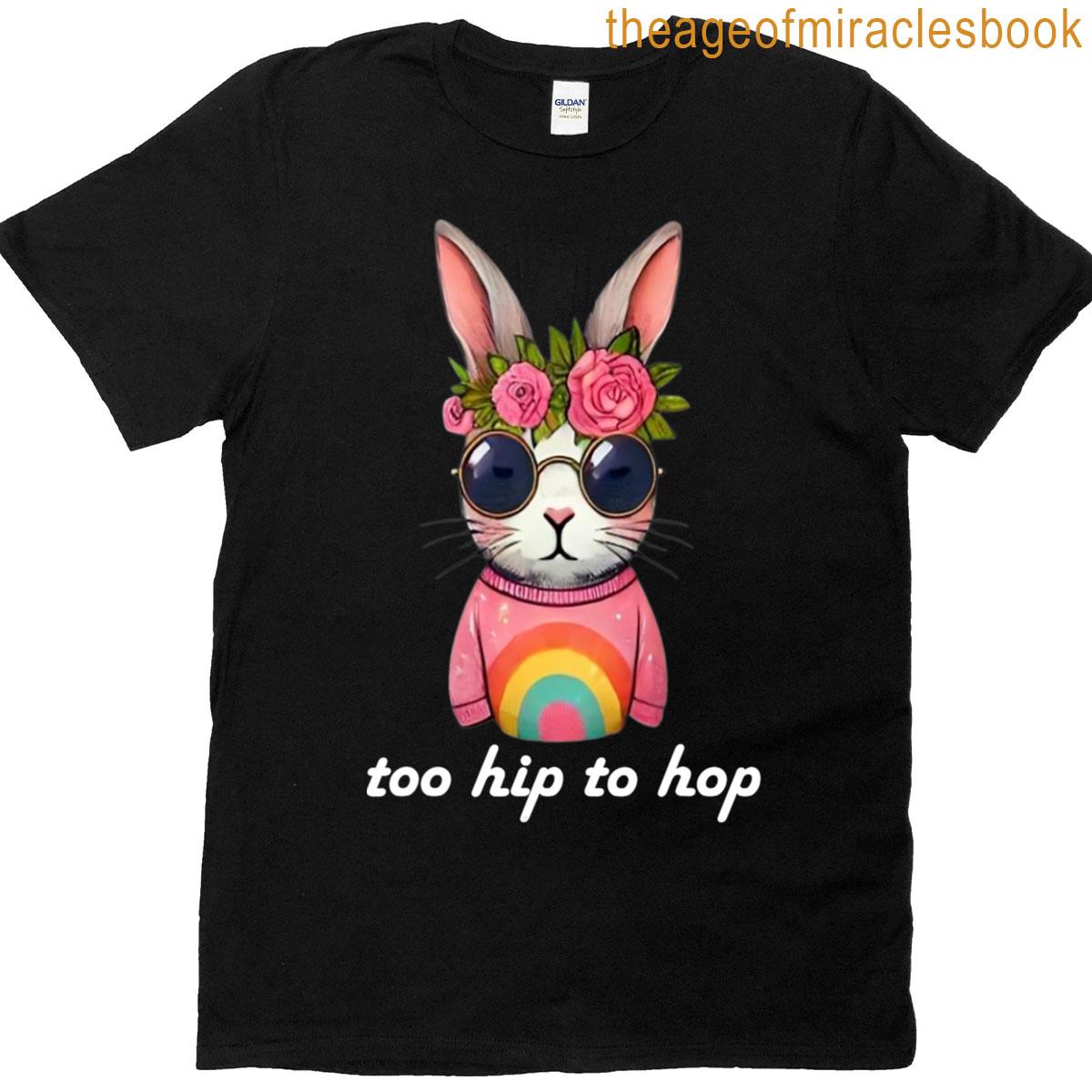 Cool Boho Hip Bunny Spring Floral Pastel Rainbow Chic Easter T-shirt