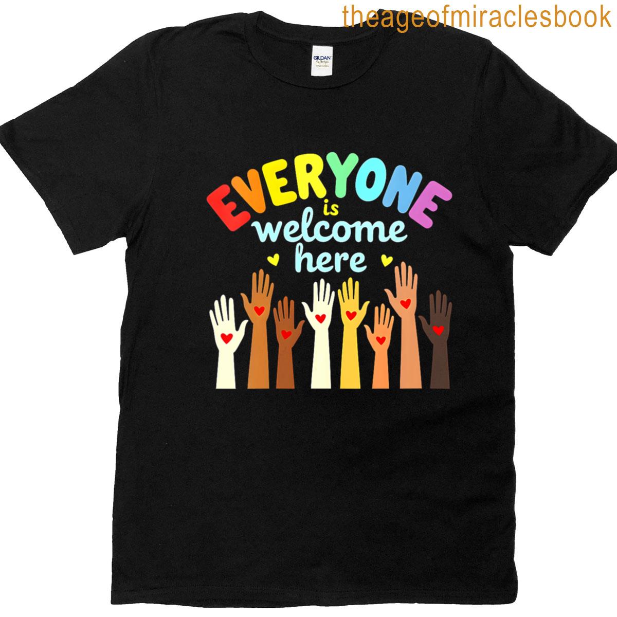 Womens Everyone Is Welcome Here V Neck T-shirt