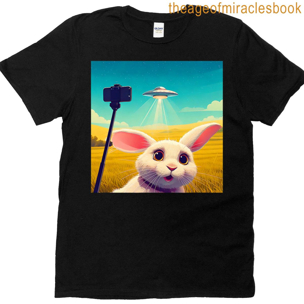Funny Rabbit Selfie With Ufo T-shirt