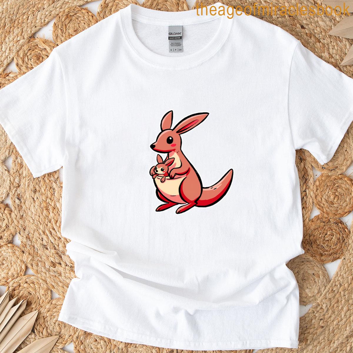 Kangaroo With Baby Kangaroo Design T-shirt