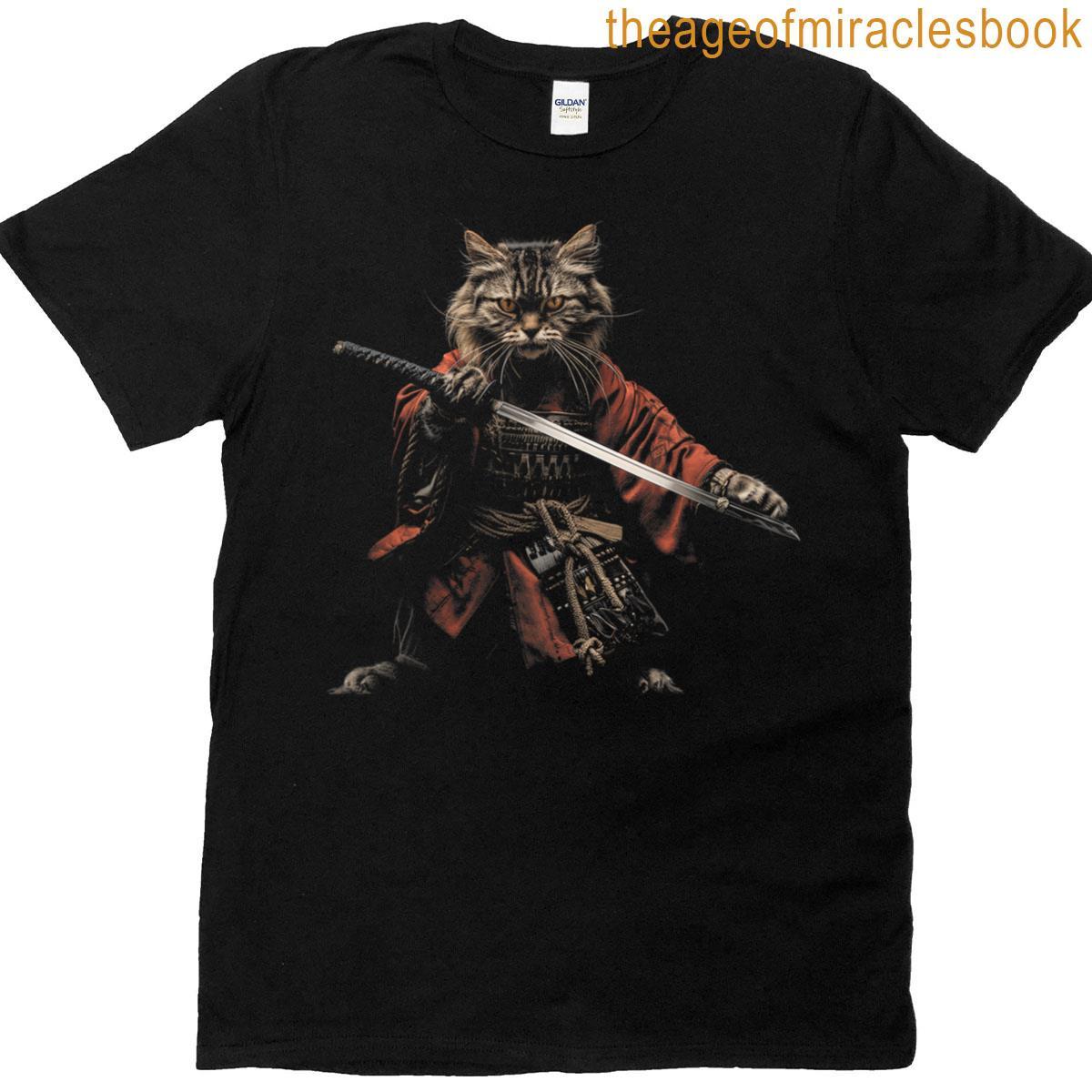 Warrior Cat Samurai Katana Bushi T-shirt