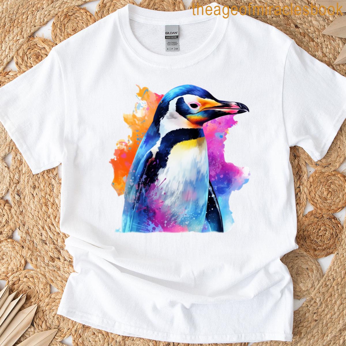 Bright Watercolor Penguin Design T-shirt