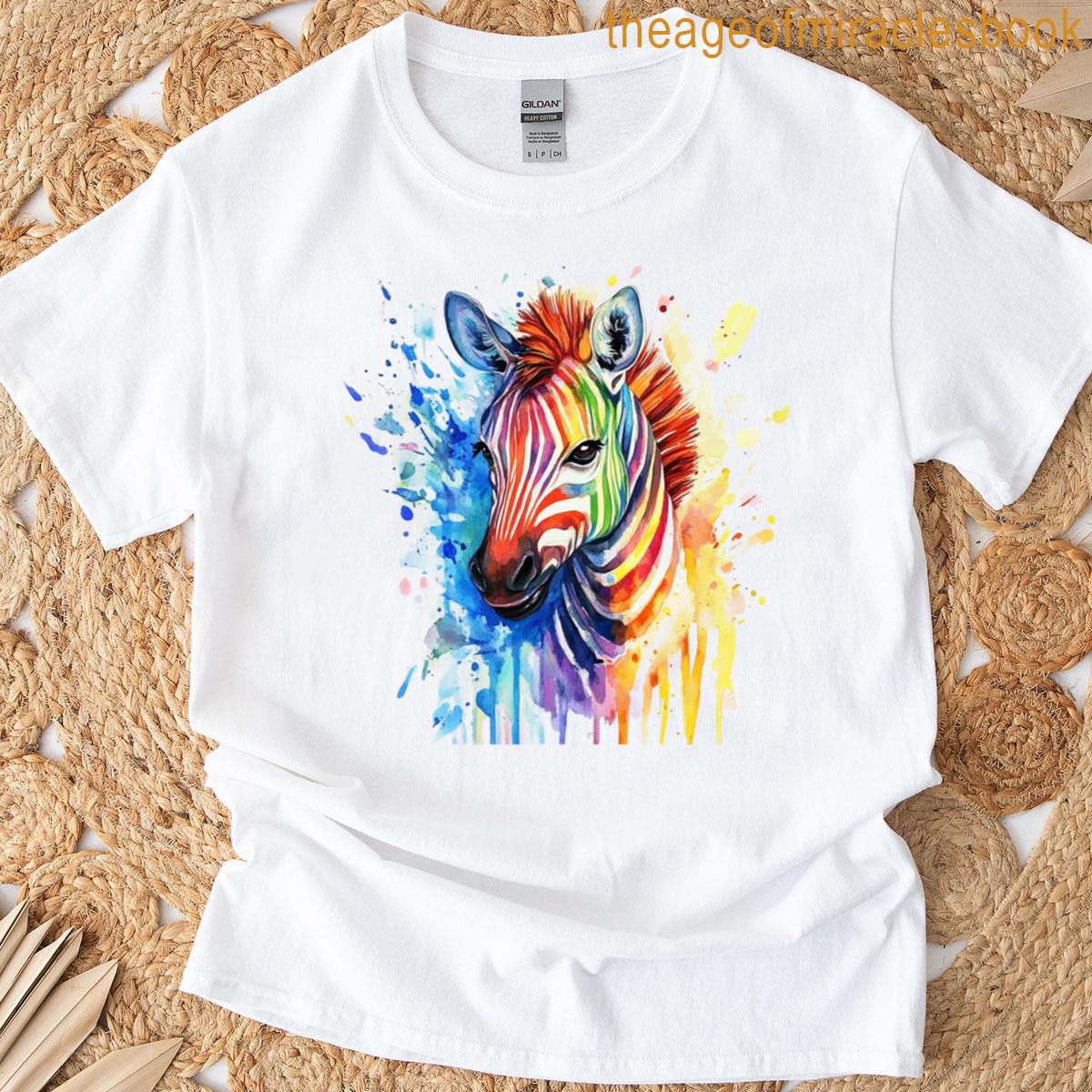 Bright Watercolor Zebra Design T-shirt