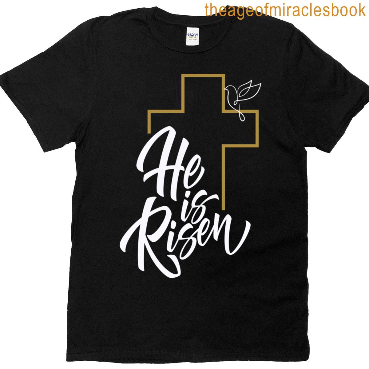 Easter Religious He Is Risen Cross And Dove Men T-shirt