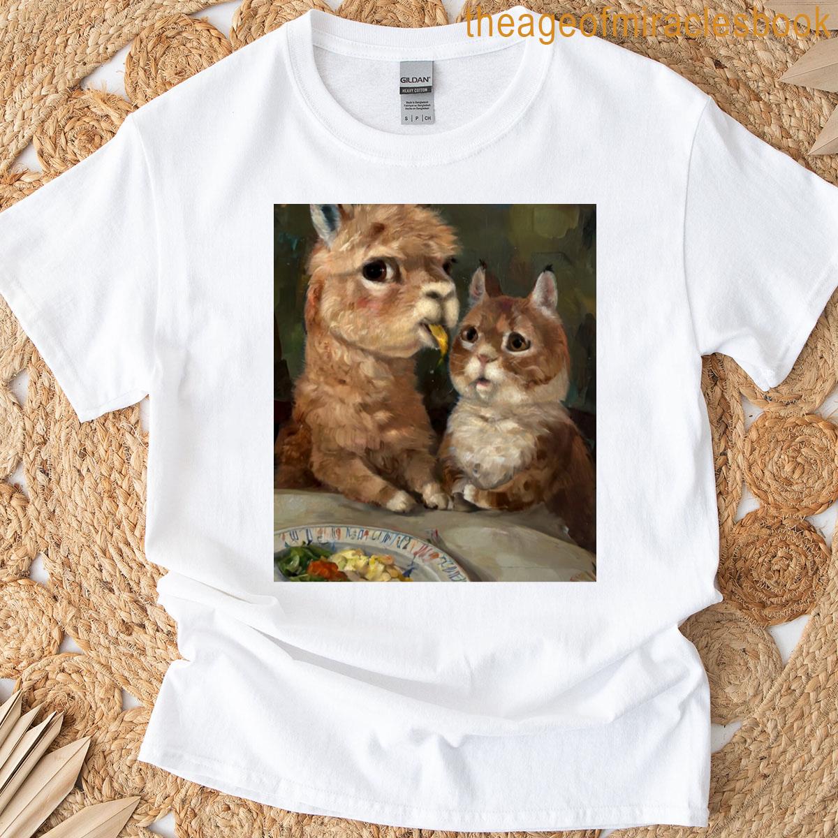Love At First Bite The Alpaca Cat Dinner Date T-shirt