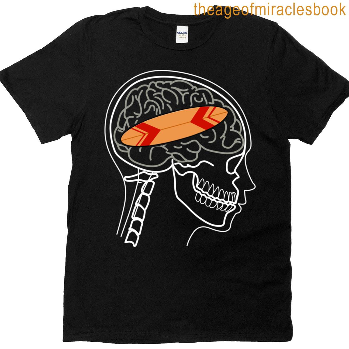 Surfboard On Brain Funny X Ray Design T-shirt