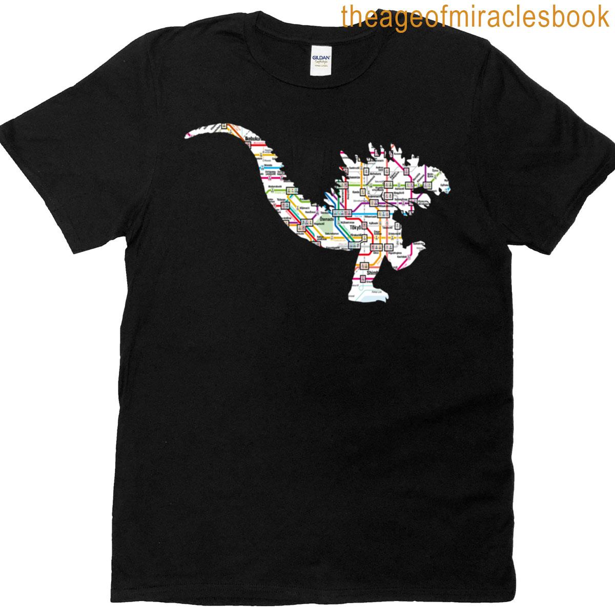 Godzilla Stomping Cut From Tokyo Subway Map T-shirt