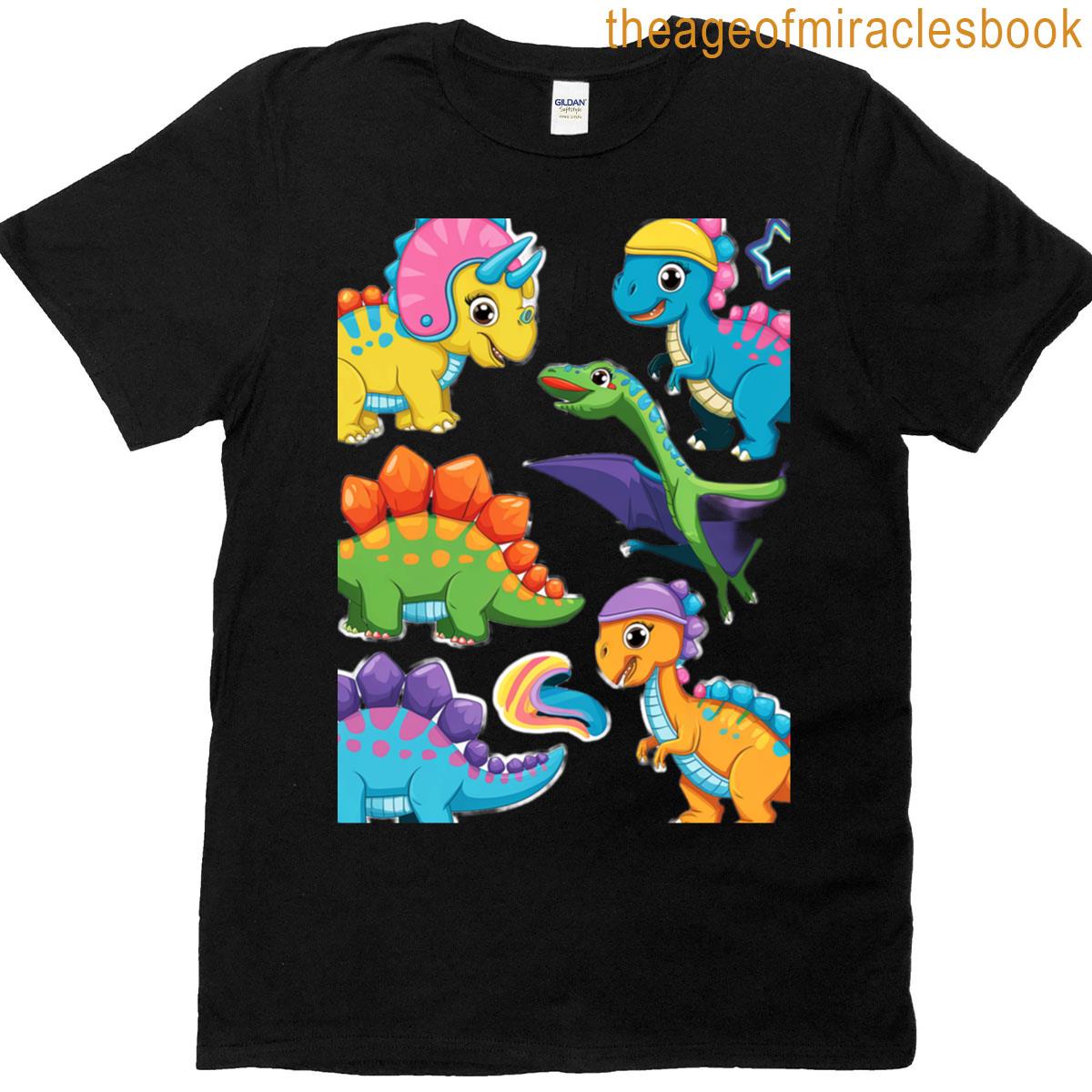 Cute Baby Dinosaurs Sticker Collage Bundle T-shirt