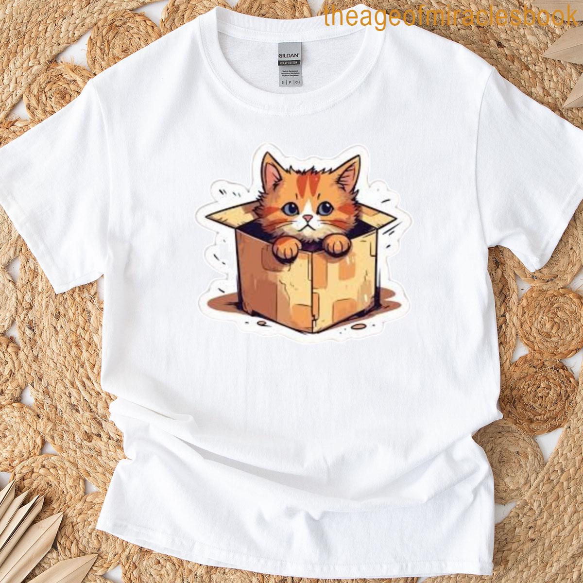 Cute Cat In A Cardboard Box T-shirt