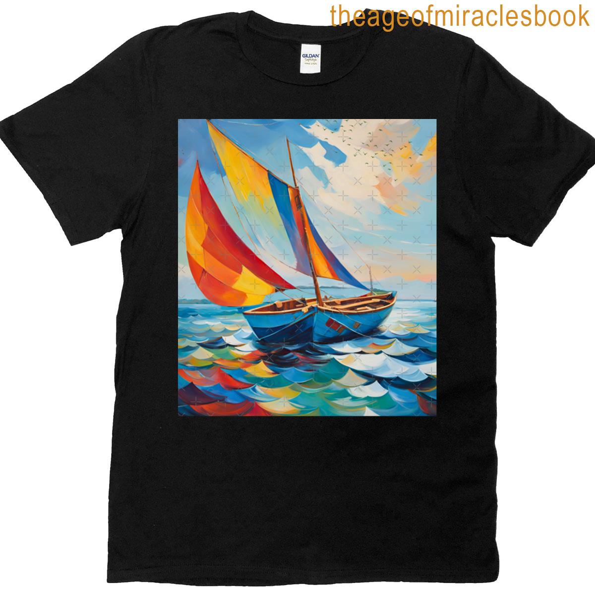 Sailboat Modern Abstract Funny Design T-shirt