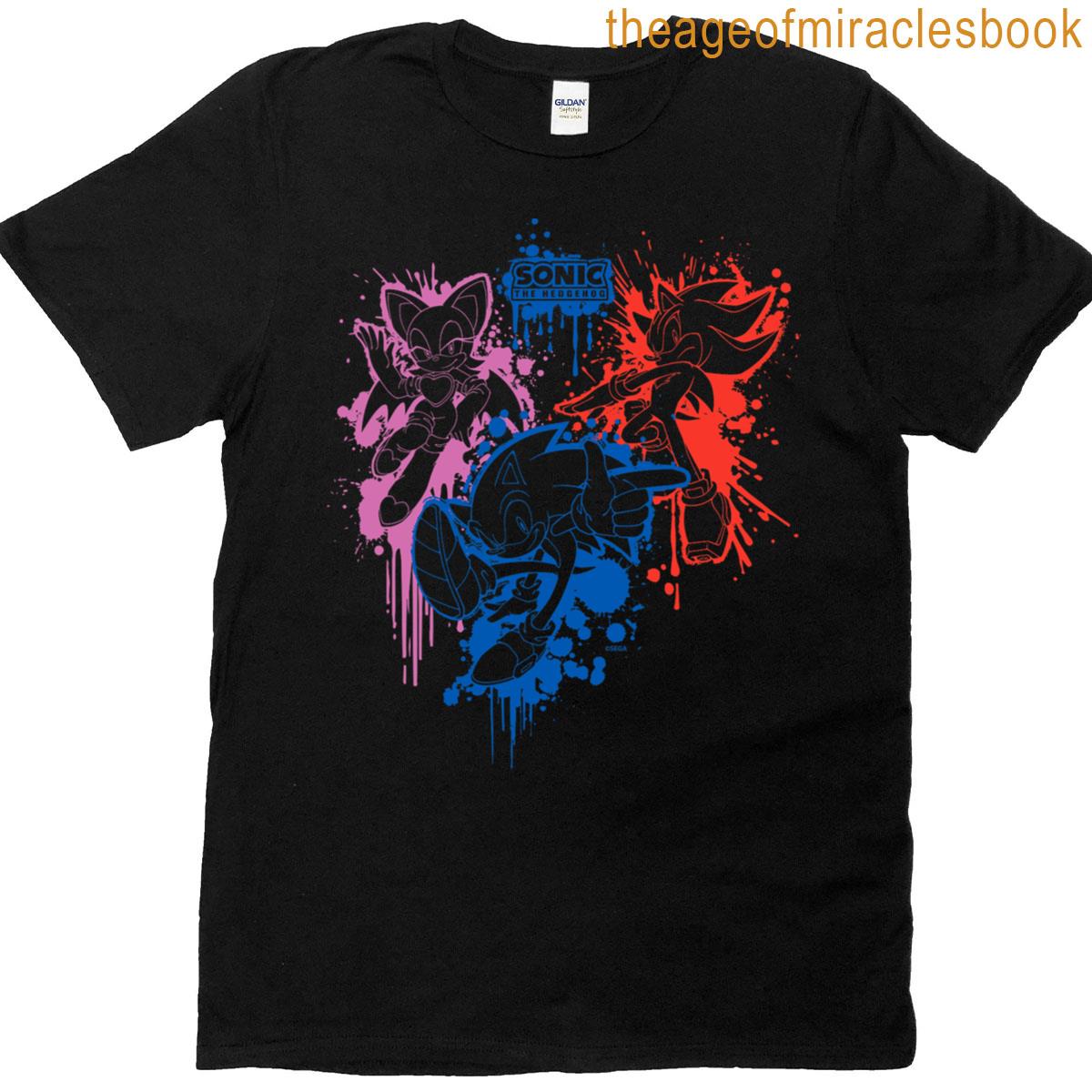 Sonic The Hedgehog Spray Paint Rouge Sonic Shadow T-shirt