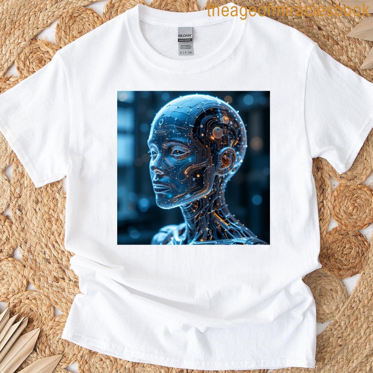 Humanoid Ai With Translucent Face Glowing Circuits T-shirt