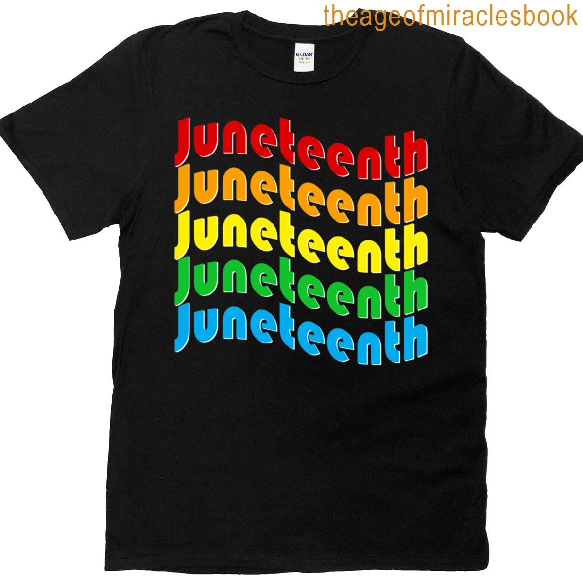 Juneteenth Colorful Wavy Text T-shirt