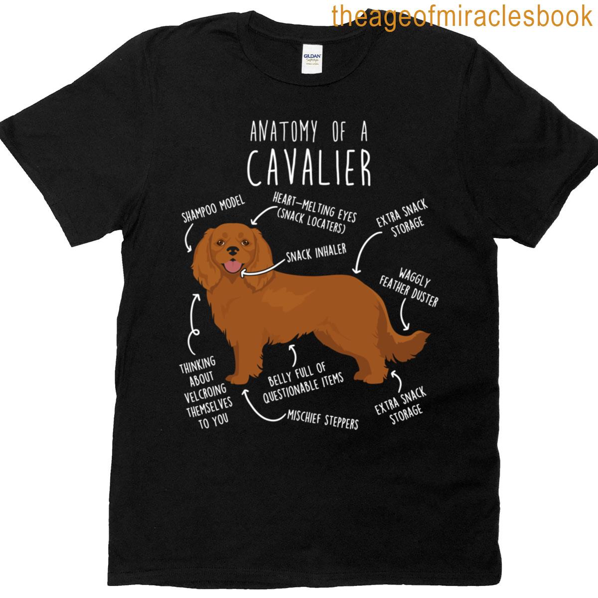 King Charles Spaniel Ruby Cavalier Dog Anatomy T-shirt