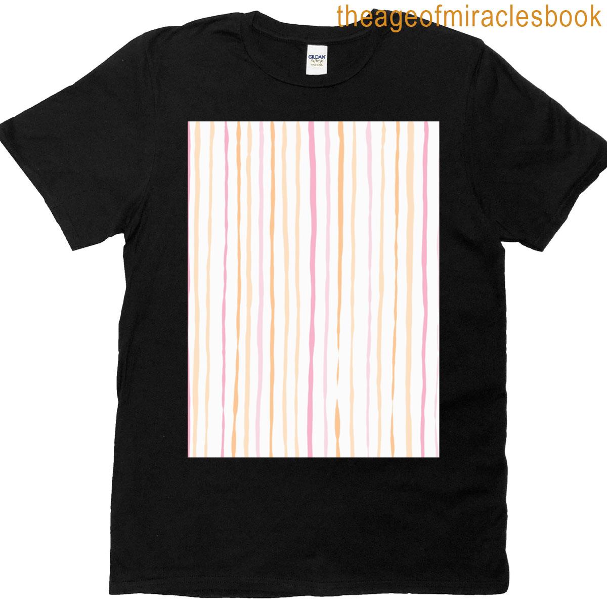 Peach Pink Stripes Pattern Graphic T-shirt