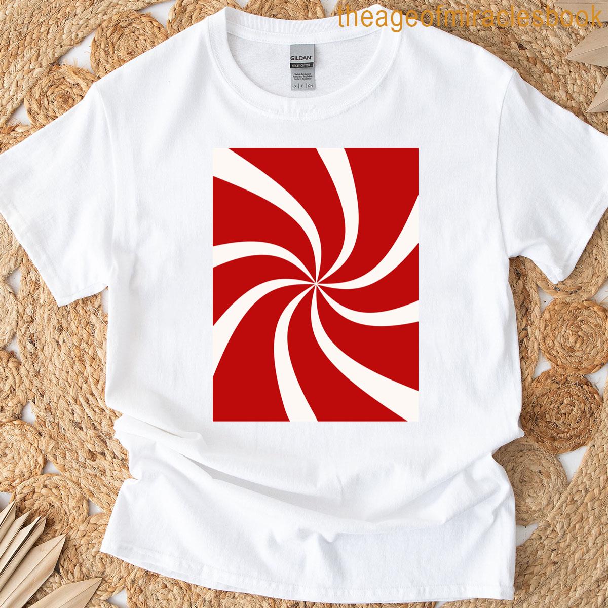 Red Peppermint Twist Candy Minimal Design T-shirt