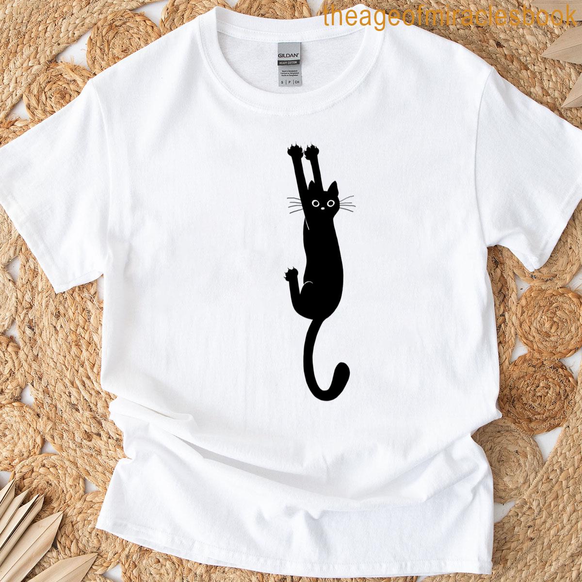 Black Cat Holding On T-shirt